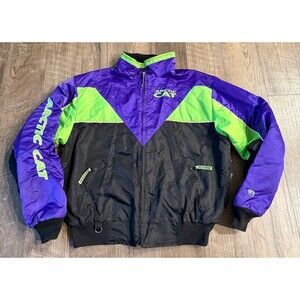 Vintage 1990’s Arctic Cat Snowmobile Jacket Size LT Green/Purple/Black
